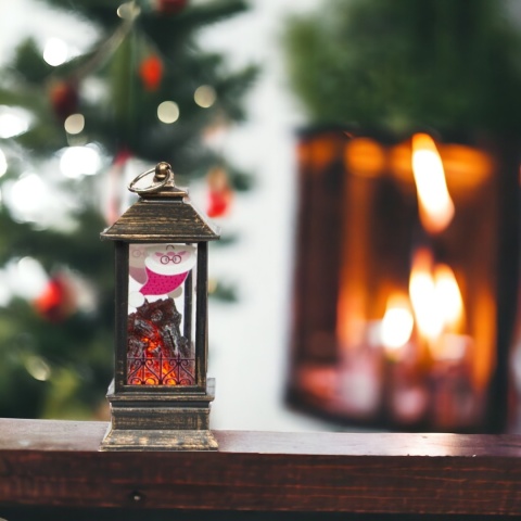 Mini latarenka podświetlana LED z motywem świątecznym zawieszka