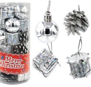 Świąteczne zawieszki bombki choinkowe różne wzory 24szt