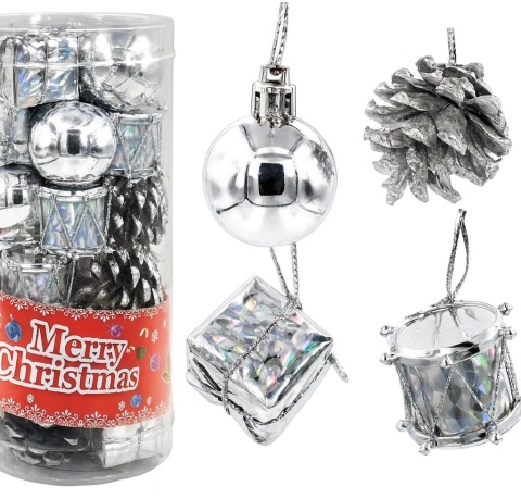 Świąteczne zawieszki bombki choinkowe różne wzory 24szt