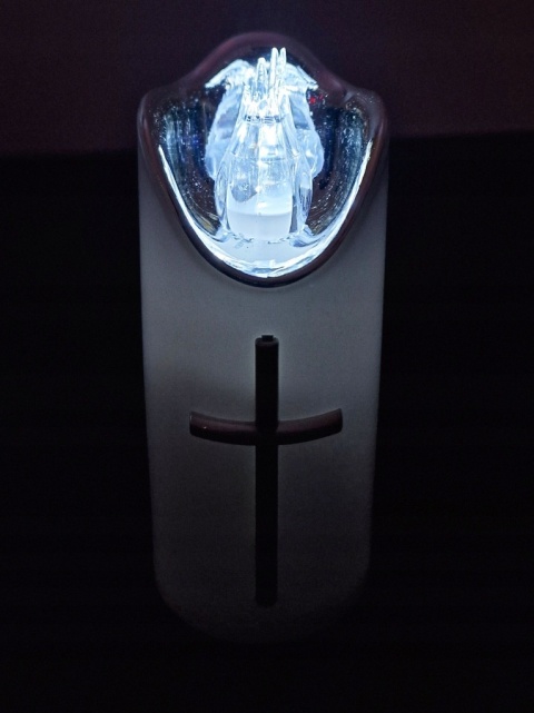 Świeca dekoracyjna znicz wkład LED biały+srebrny z bateriami Cortina 12,5cm