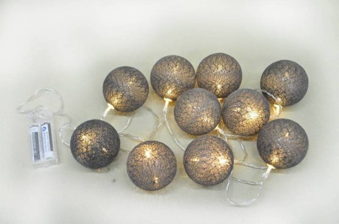 Świecące bombki na baterię 6 cm - 10 szt ciemny szary