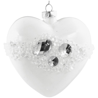 Bombka szklana ozdoba świąteczna SERCE dekoracja 10cm biały