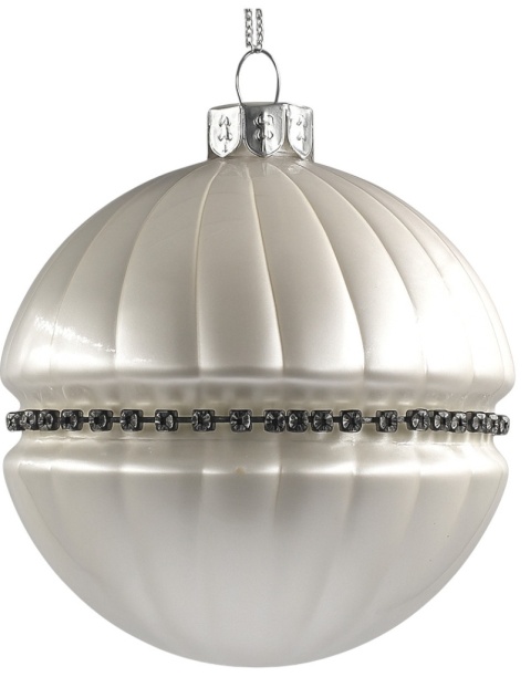 Bombka szklana ozdoba świąteczna dekoracja 8cm kremowy