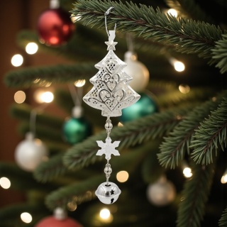 Bombka zawieszka choinkowa choinka srebrna ozdoba świąteczna