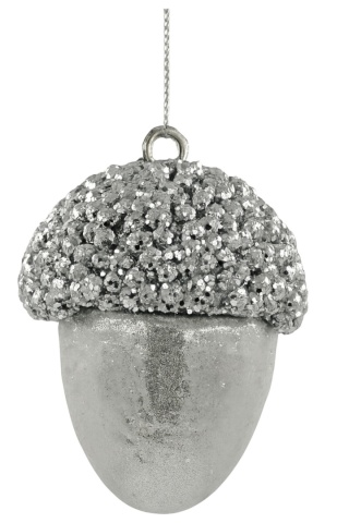 Bombka zawieszka ozdoba świąteczna dekoracja 9cm srebrny brokat