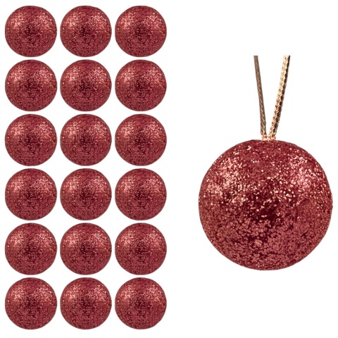 Bombki choinkowe brokatowe ozdoby świąteczne 2,5cm 18szt ciemny róż