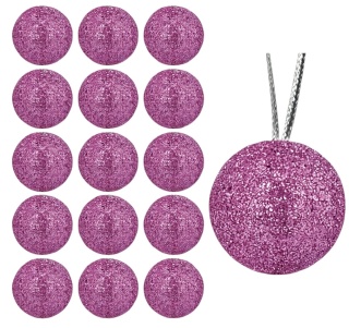 Bombki choinkowe brokatowe ozdoby świąteczne 2,5cm 18szt różowy