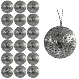 Bombki choinkowe brokatowe ozdoby świąteczne 2,5cm 18szt szary