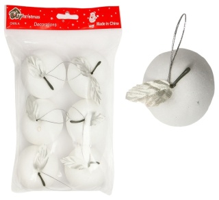 Bombki choinkowe ozdoba świąteczna jabłka brokatowe 6cm 6szt