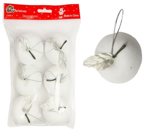 Bombki choinkowe ozdoba świąteczna jabłka brokatowe 6cm 6szt