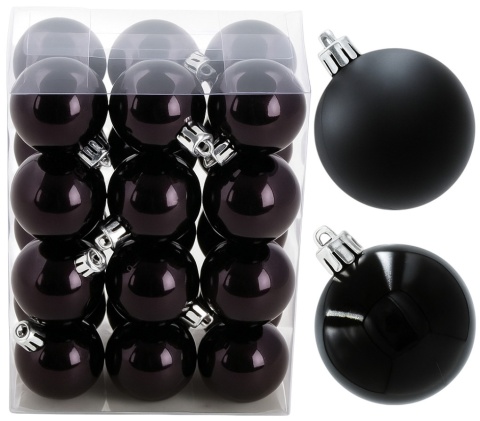 Bombki choinkowe plastikowe ozdoby świąteczne 2,5cm 36szt czarny