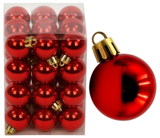 Bombki choinkowe plastikowe ozdoby świąteczne 2.5cm 36szt czerwony