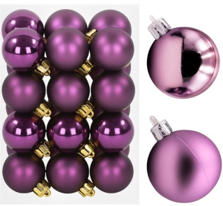 Bombki choinkowe plastikowe ozdoby świąteczne 2,5cm 36szt fiolet