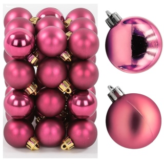 Bombki choinkowe plastikowe ozdoby świąteczne 2,5cm 36szt jasny róż