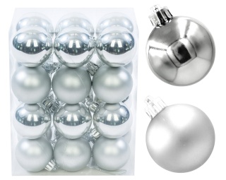 Bombki choinkowe plastikowe ozdoby świąteczne 2,5cm 36szt srebrny