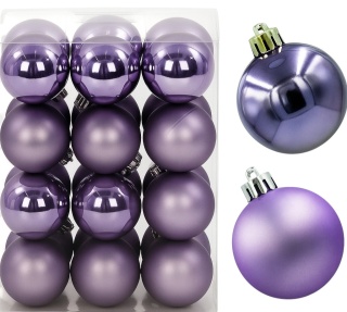 Bombki choinkowe plastikowe ozdoby świąteczne 4cm 24szt fiolet