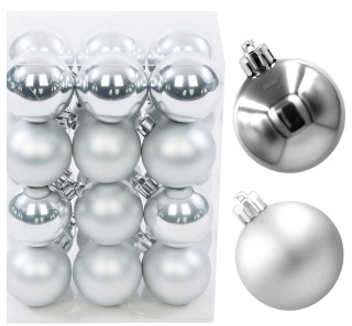 Bombki choinkowe plastikowe ozdoby świąteczne 4cm 24szt srebrny