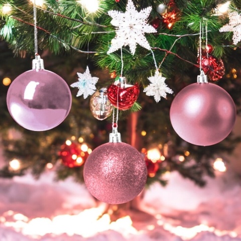 Bombki choinkowe plastikowe ozdoby świąteczne 4cm 36szt jasny róż