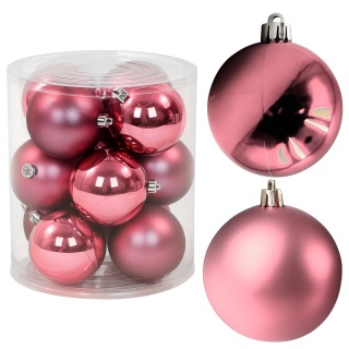 Bombki choinkowe plastikowe ozdoby świąteczne 6cm 12szt jasny róż