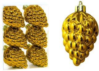 Bombki choinkowe zawieszki bombka ozdoba SZYSZKA grono 6szt złoty