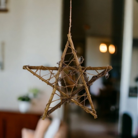 Dekoracja świąteczna rattanowa ozdoba zawieszka GWIAZDA 30cm