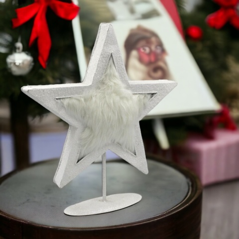 Figurka GWIAZDA biała ozdoba świąteczna dekoracja