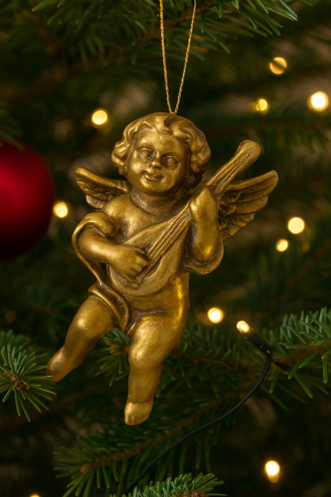 Figurka zawieszka bombka choinkowa aniołek mandolina