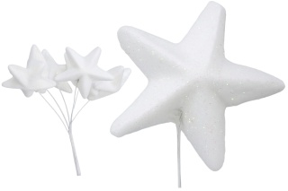 Gwiazda styropianowa gwiazdka na drucie 4cm biała wiązka 6szt