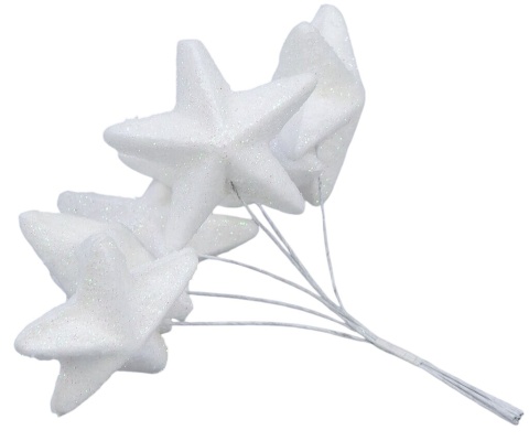 Gwiazda styropianowa gwiazdka na drucie 4cm biała wiązka 6szt