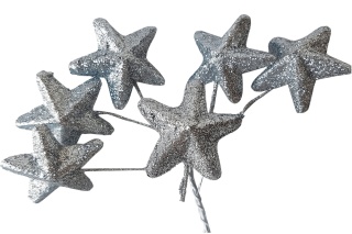 Gwiazda styropianowa gwiazdka na drucie 4cm srebrna wiązka 6szt