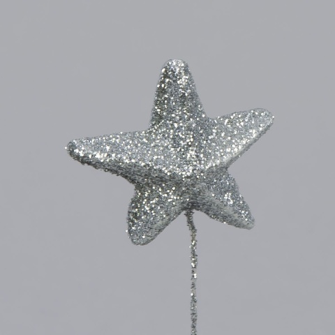 Gwiazda styropianowa gwiazdka na drucie 4cm srebrna wiązka 6szt