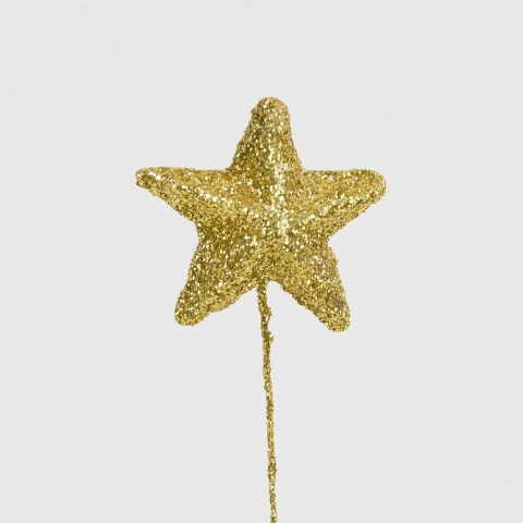 Gwiazda styropianowa gwiazdka na drucie 4cm złota wiązka 6szt