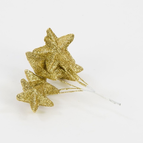 Gwiazda styropianowa gwiazdka na drucie 4cm złota wiązka 6szt