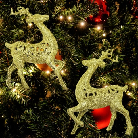 Zawieszka bombka choinkowa JELEŃ ozdoba świąteczna 14cm 2szt złoty