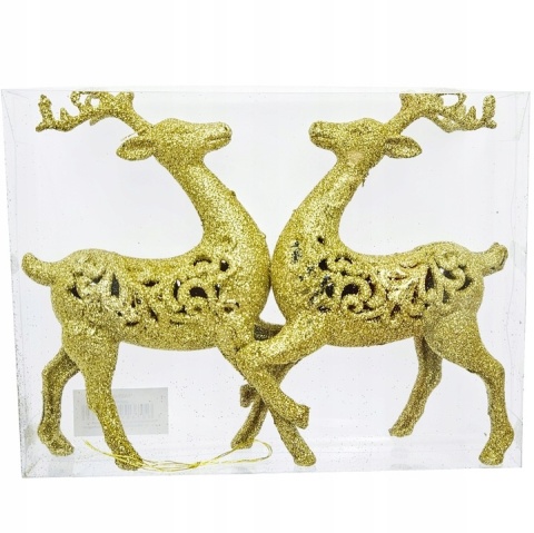 Zawieszka bombka choinkowa JELEŃ ozdoba świąteczna 14cm 2szt złoty
