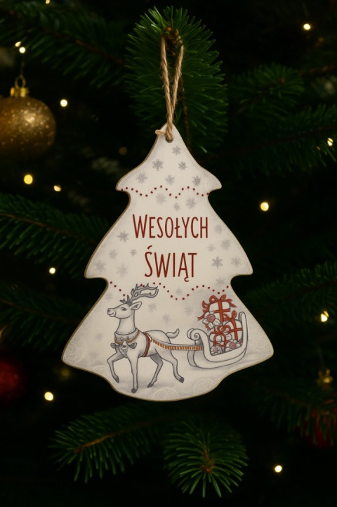 Zawieszka ozdoba choinkowa świąteczna CHOINKA drewniana
