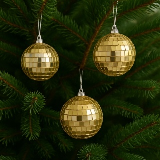 Bombki choinkowe 2,5cm zestaw 6szt lustrzane ozdoba bombka na choinkę złoty