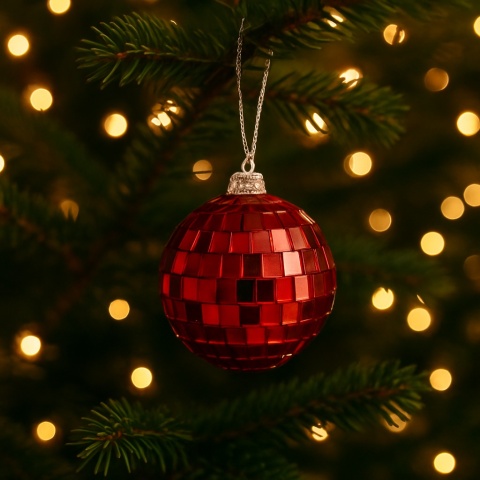 Bombki choinkowe 2,5cm zestaw 6szt lustrzane ozdoba na choinkę czerwony