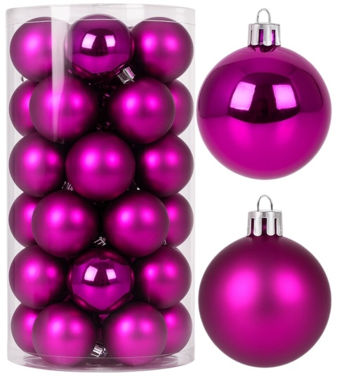 Bombki choinkowe 3cm zestaw 24szt ozdoba bombka na choinkę fuksja