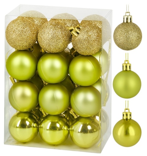 Bombki choinkowe 3cm zestaw 24szt ozdoba bombka na choinkę limonka