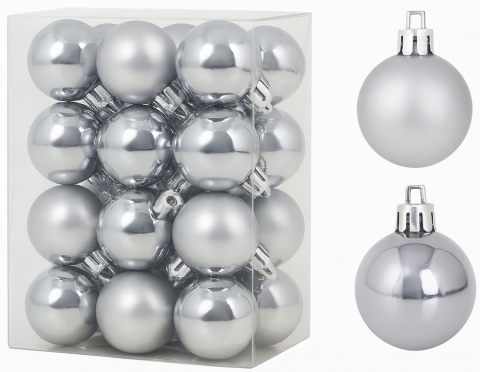 Bombki choinkowe 3cm zestaw 24szt ozdoba bombka na choinkę srebrny