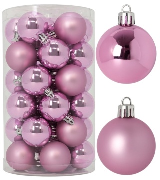 Bombki choinkowe 4cm zestaw 30szt ozdoba bombka na choinkę różowy