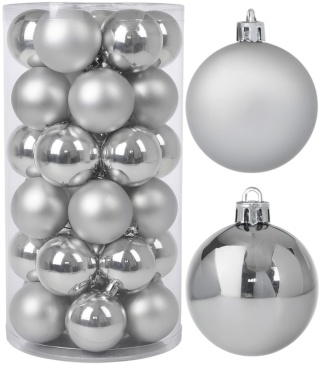 Bombki choinkowe 4cm zestaw 30szt ozdoba bombka na choinkę srebrny