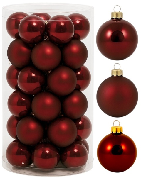 Bombki choinkowe 6cm zestaw 30szt ozdoba bombka na choinkę burgund
