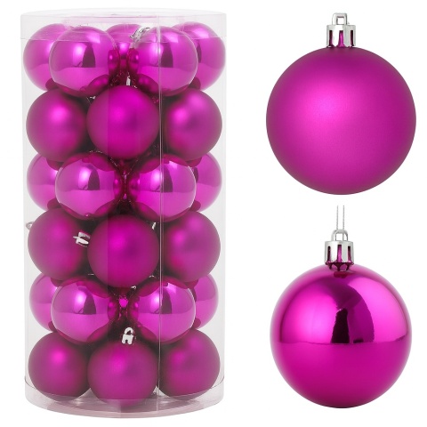 Bombki choinkowe 6cm zestaw 30szt ozdoba bombka na choinkę fuksja