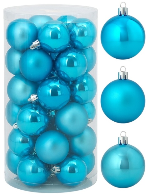 Bombki choinkowe 6cm zestaw 30szt ozdoba bombka na choinkę jasny niebieski