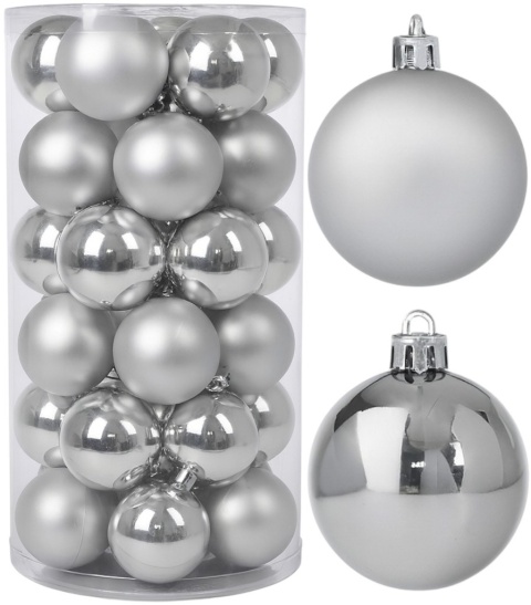 Bombki choinkowe 6cm zestaw 30szt ozdoba bombka na choinkę srebrny