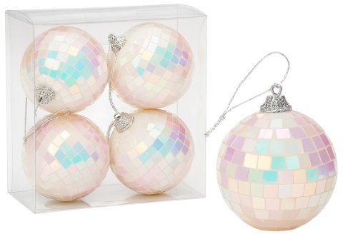 Bombki choinkowe 6cm zestaw 4szt lustrzane ozdoba bombka na choinkę biały