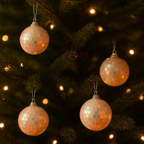 Bombki choinkowe 6cm zestaw 4szt lustrzane ozdoba bombka na choinkę biały