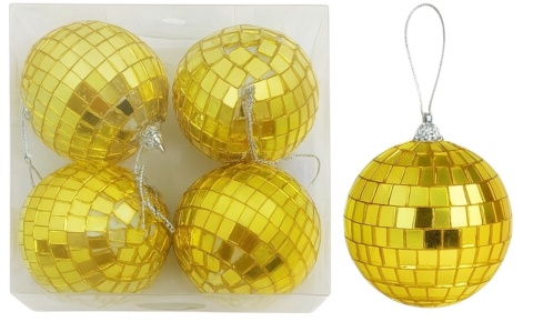 Bombki choinkowe 6cm zestaw 4szt lustrzane ozdoba bombka na choinkę złoty